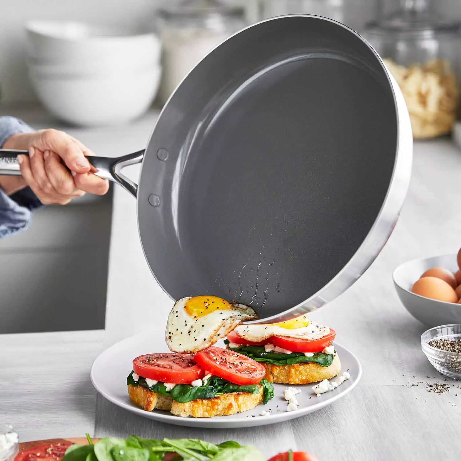 Culinary Edge Classic 10 Fry Pans - Mirror Finish Stainless Steel,  Durable, Dishwasher Safe