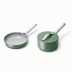 Caraway Ceramic Nonstick 3-Piece Cookware Set with Bonus Storage Love these pans
