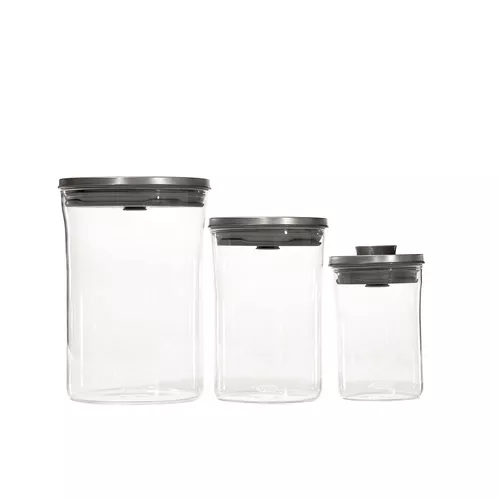 OXO Steel 3-Piece Glass POP Container Set