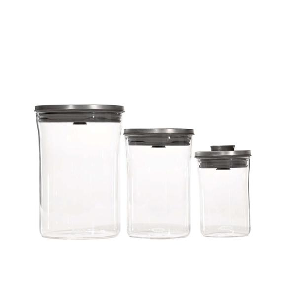 OXO Steel 3-Piece Glass POP Container Set