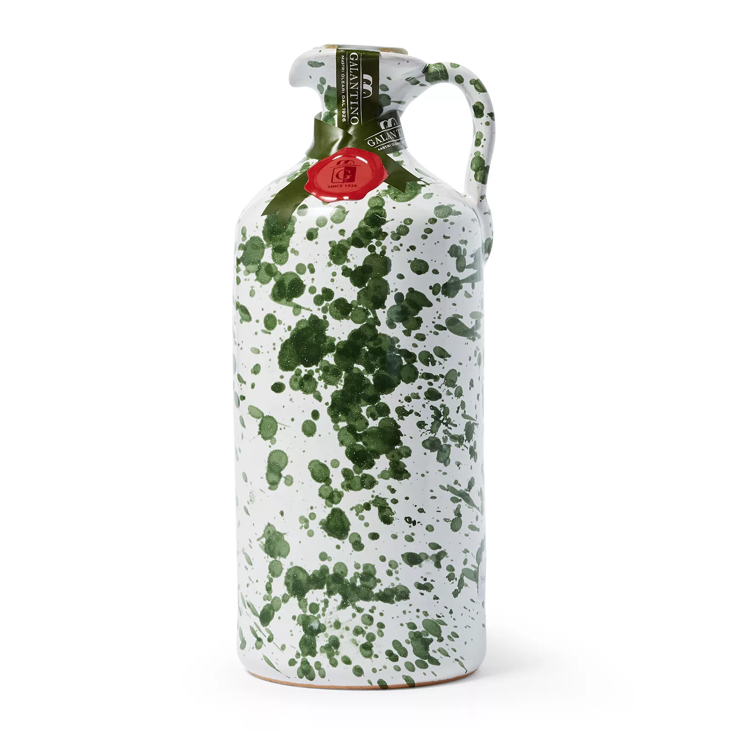 Frantoio Galantino Extra Virgin Olive Oil with Hand-Painted Ceramic Splatter Jug