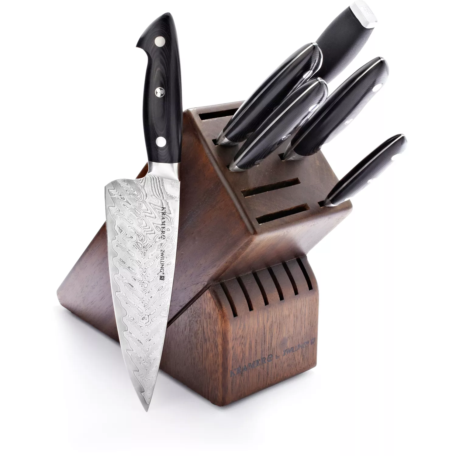 Bob Kramer Stainless Damascus 7-Piece Block Set by Zwilling J.A. Henckels