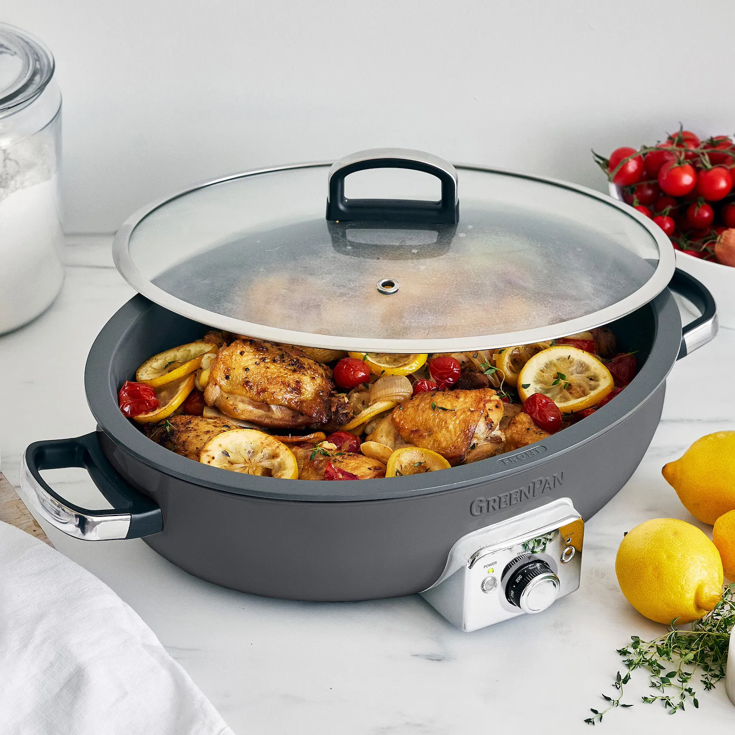 GreenPan Elite Ceramic Nonstick Oval Electric Skillet, 5.5 qt.