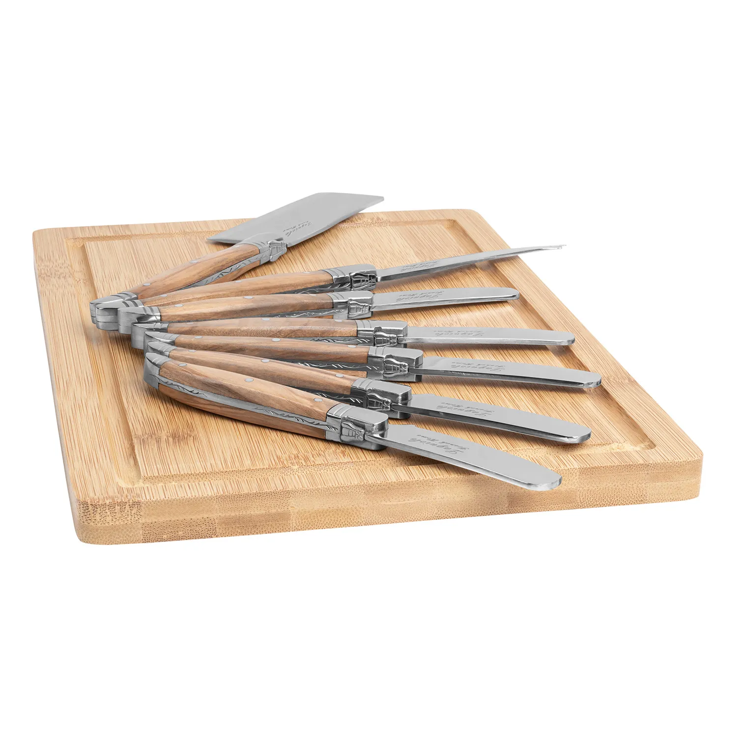 French Home Connoisseur 8-Piece Laguiole Cheese Knife, Spreader & Board Set