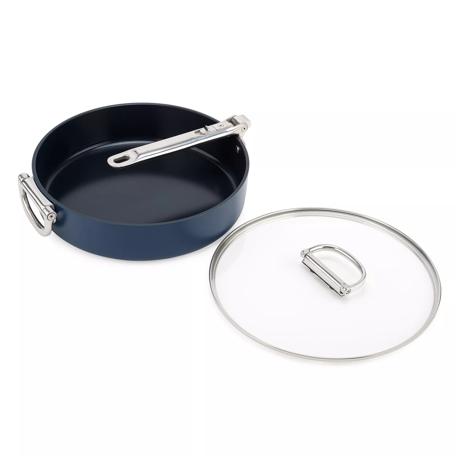 Joseph Joseph Space Ceramic Nonstick Sauté Pan with Folding Handle & Lid, 3.8-qt.