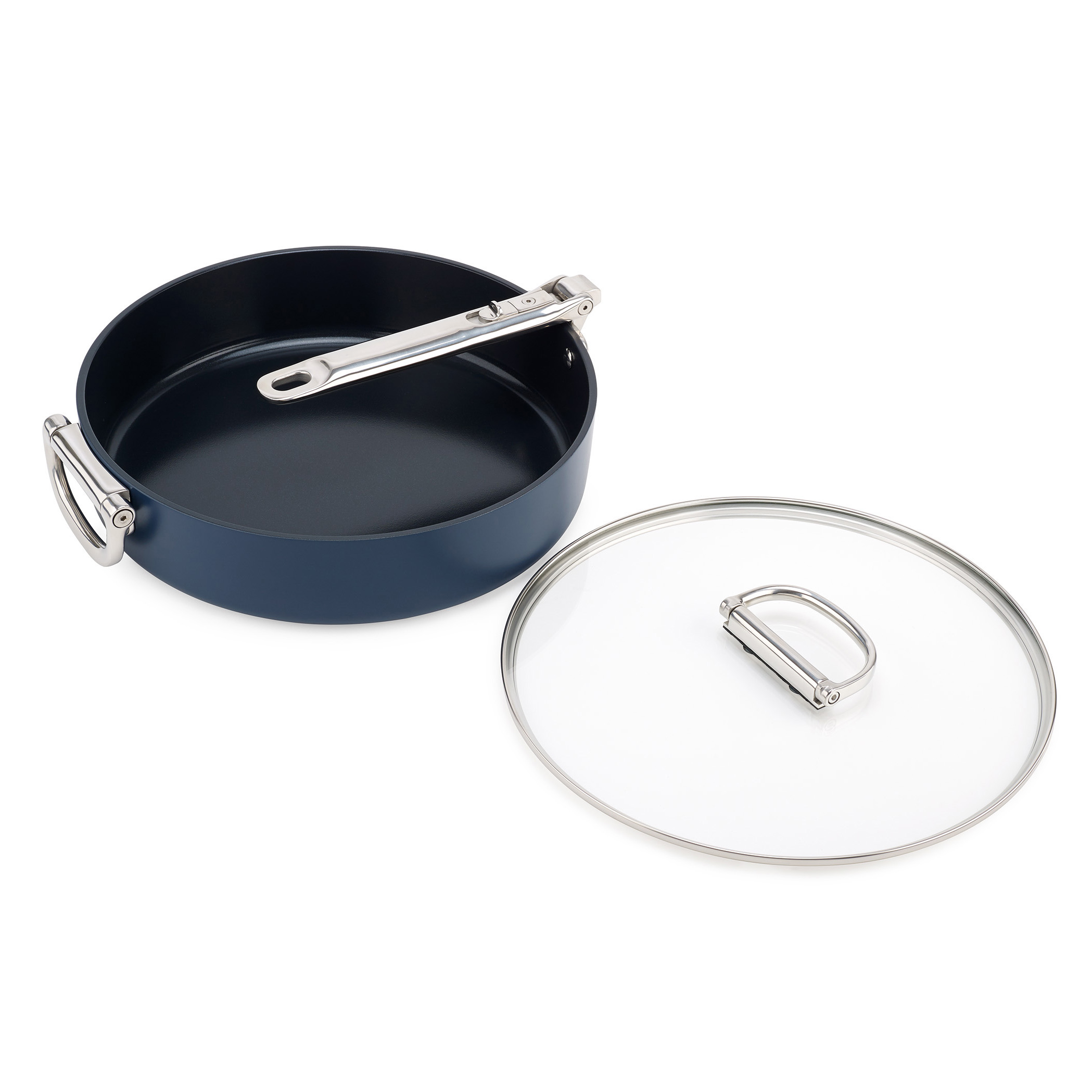 Joseph Joseph Space Ceramic Nonstick Sauté Pan with Folding Handle & Lid, 3.8-qt.