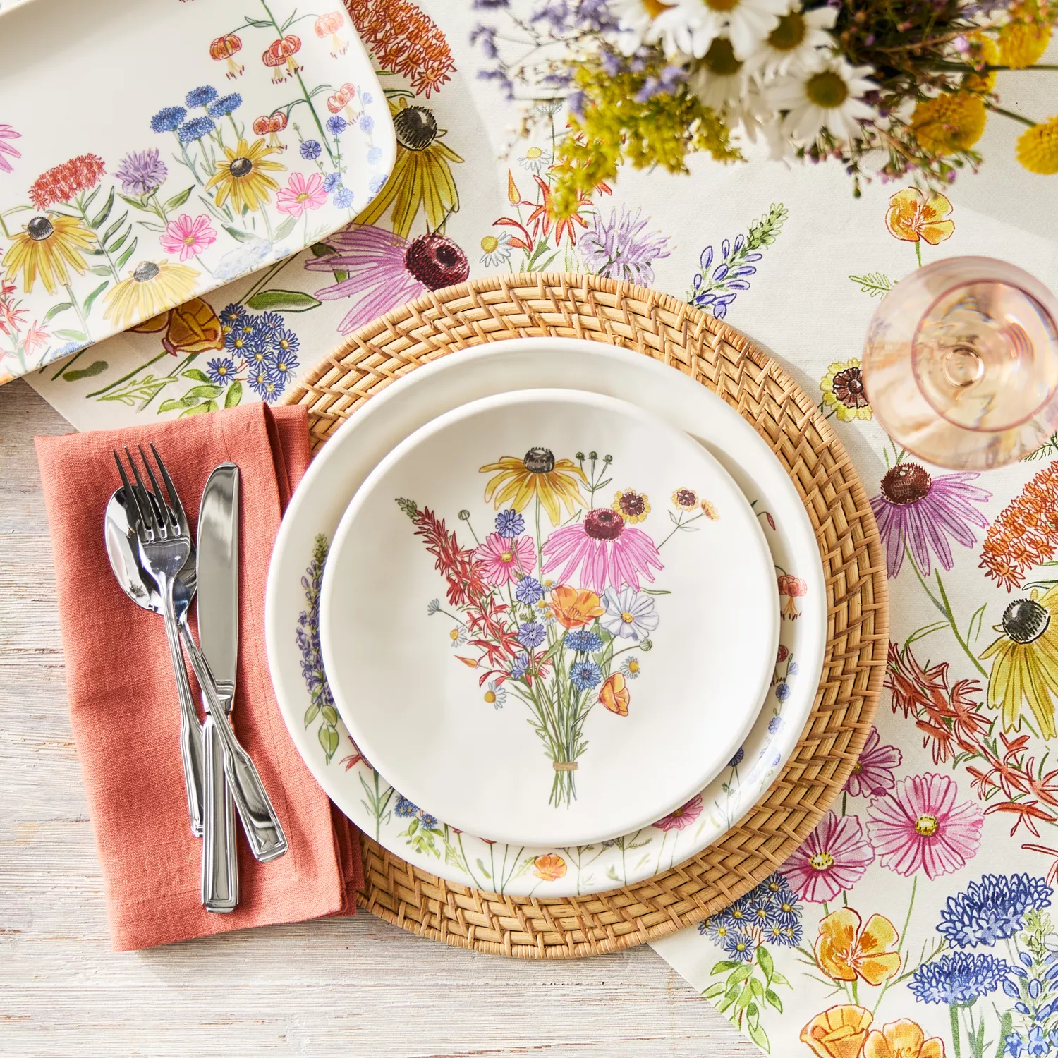 Sur La Table Wildflower Melamine Dinnerware, Set of 12