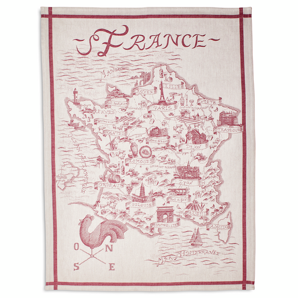 Sur La Table Map of France Jacquard Kitchen Towel