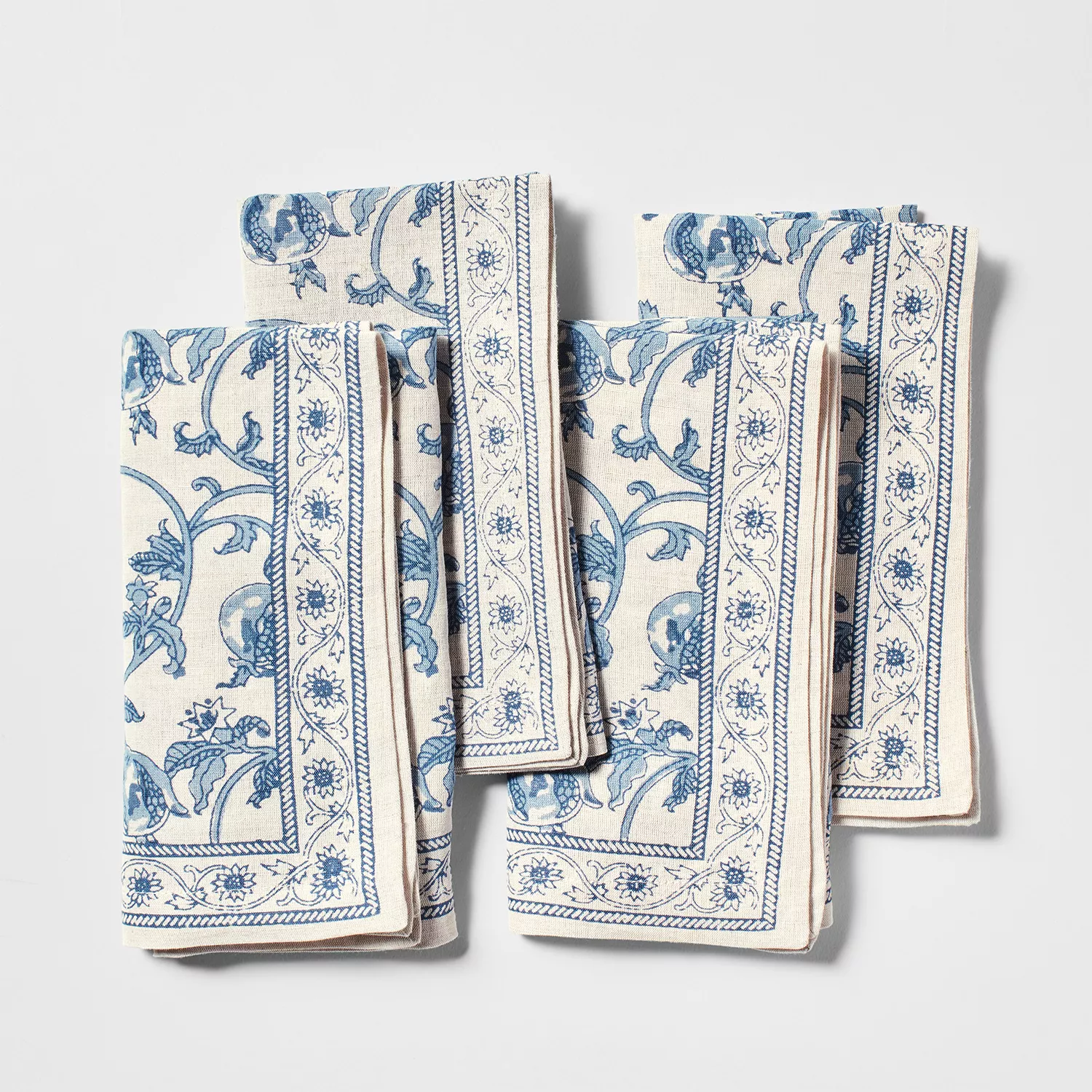 Printed Floral Linen Napkins Set of 4.