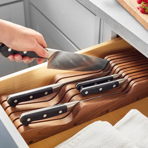 Sur La Table Walnut Drawer Knife Block
