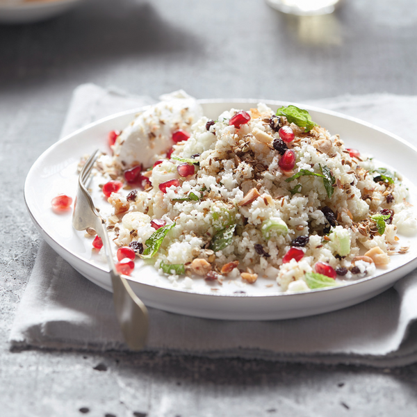 Cauliflower Rice Salad with Dukkah and Labneh