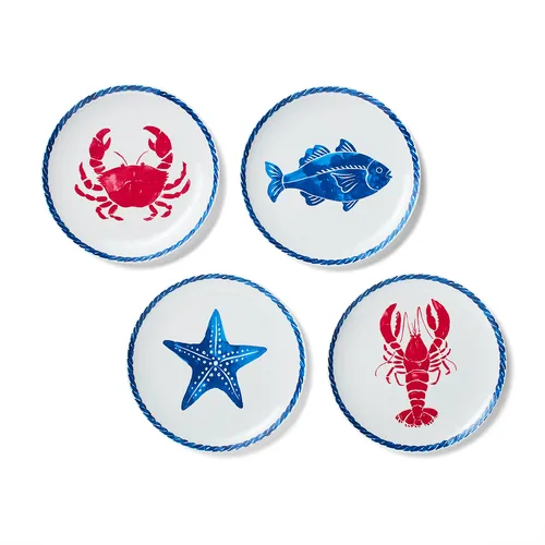 Sur La Table Seaside Melamine Appetizer Plates, Set of 4