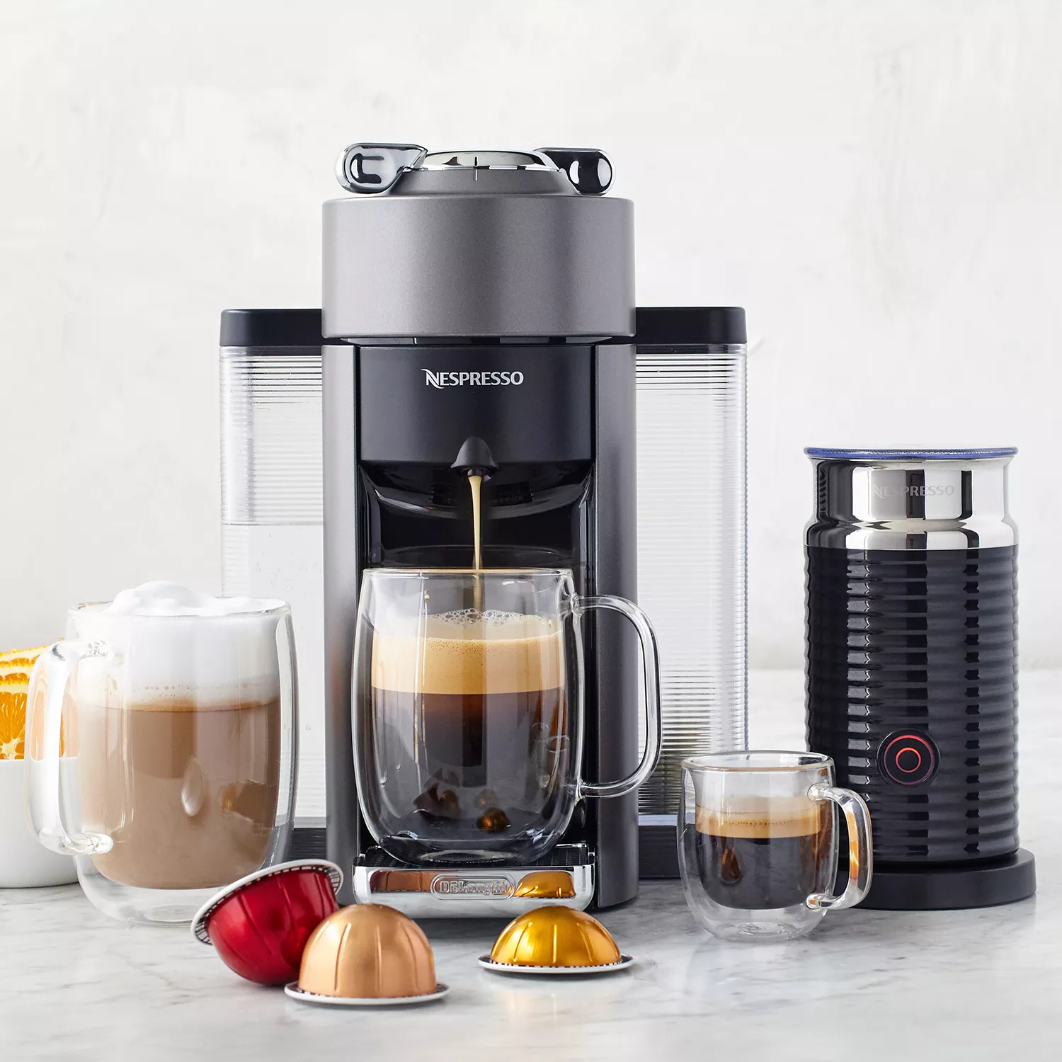 Nespresso Evoluo Deluxe by De&#8217;Longhi with Aeroccino 3 Frother, Titan