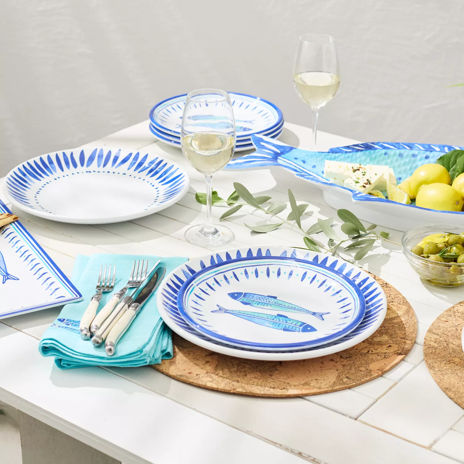 Sur La Table El Mar 12-Piece Melamine Dinnerware Set