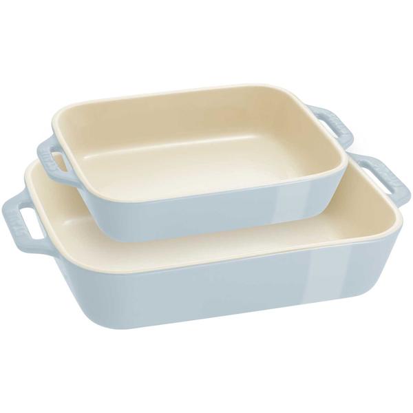 Staub Pastel Macaron Stoneware 2-Piece Rectangular Baker Set