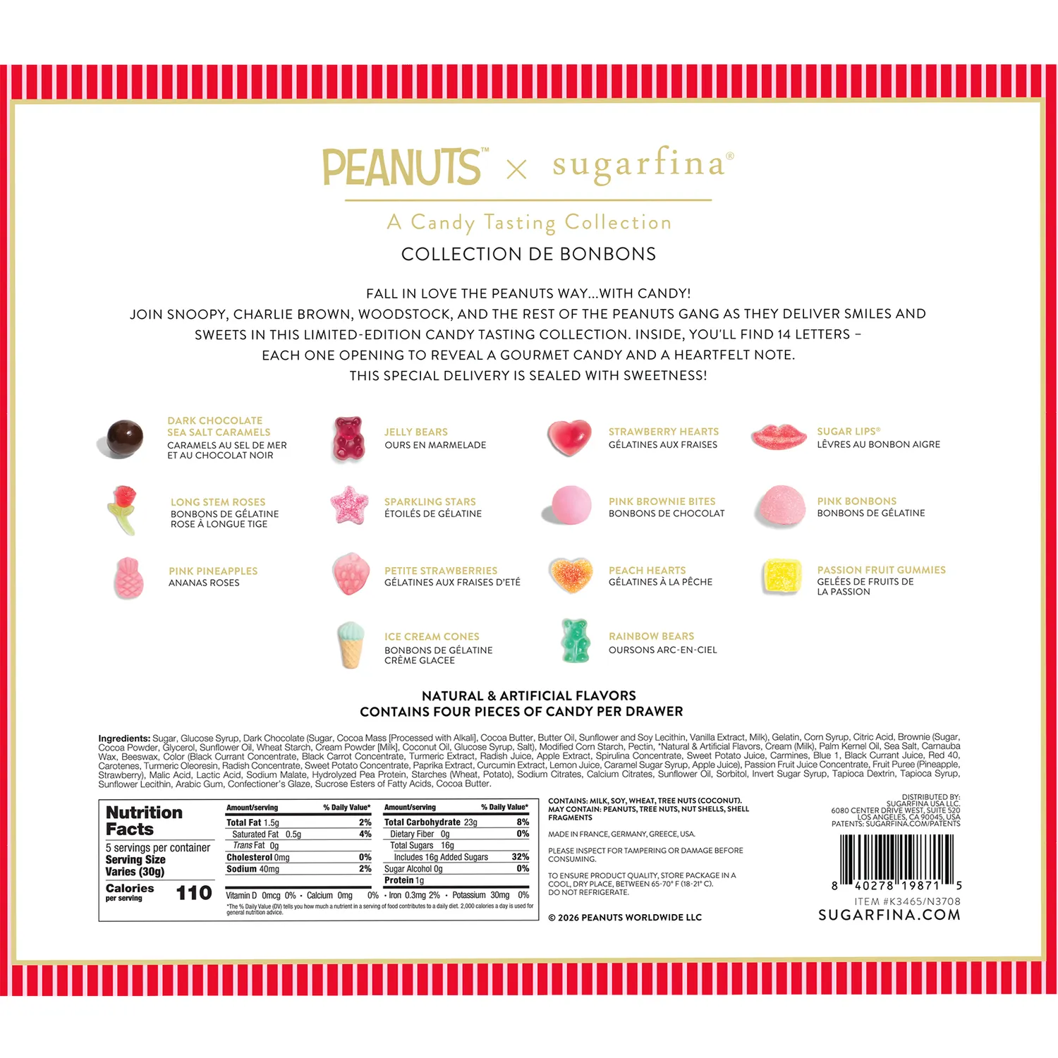 Sugarfina Peanuts Love Letters Candy Tasting Collection