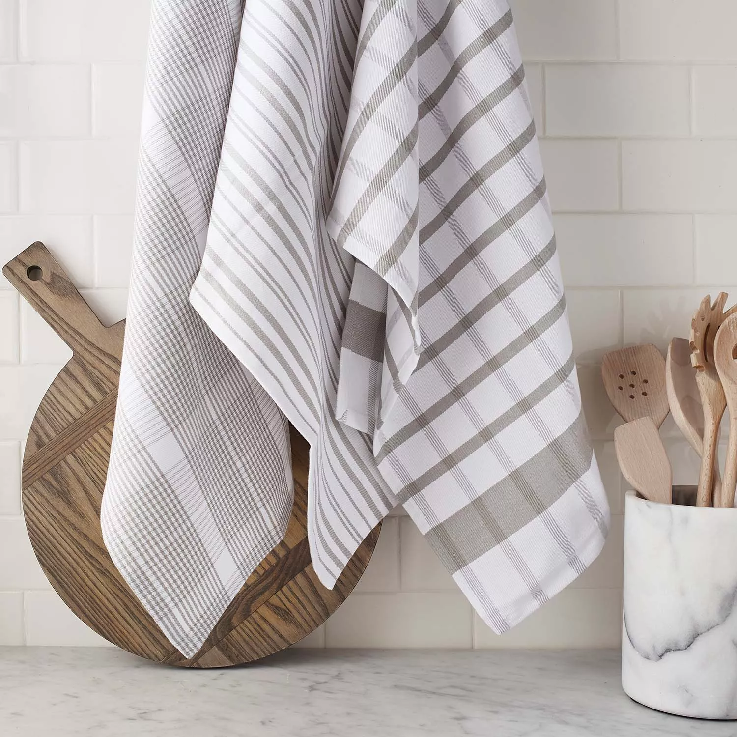 Sur La Table Assorted Twill Kitchen Towels, Set of 3