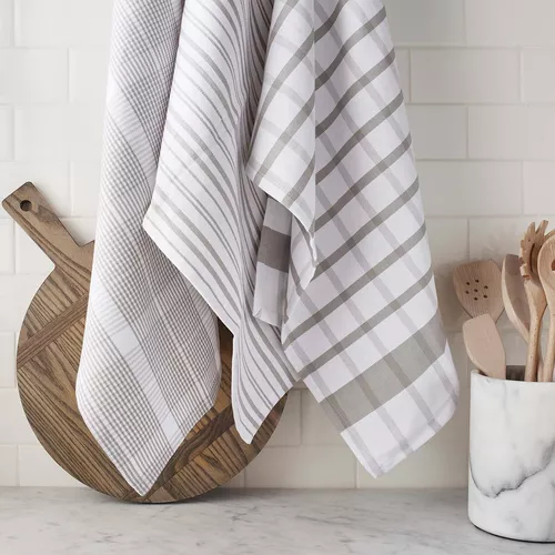 Sur La Table Assorted Twill Kitchen Towels, Set of 3