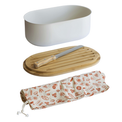 Pebbly 4-In-1 Bread Box Set Box is really cute and the quality of the bread knife is high