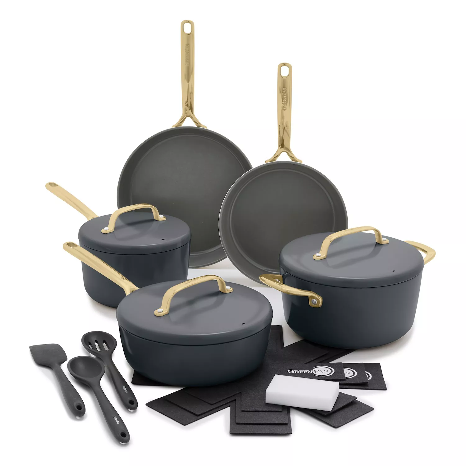 GreenPan GP5 11-Piece Cookware Set with Champagne Handles