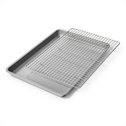 Sur La Table Signature Half Sheet Pan With Cooling & Baking Grid Heavy sheet pan for uniform baking