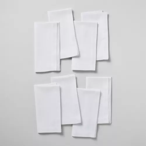 Set of 8 White Cloth Napkins, Cotton Sold by at Home