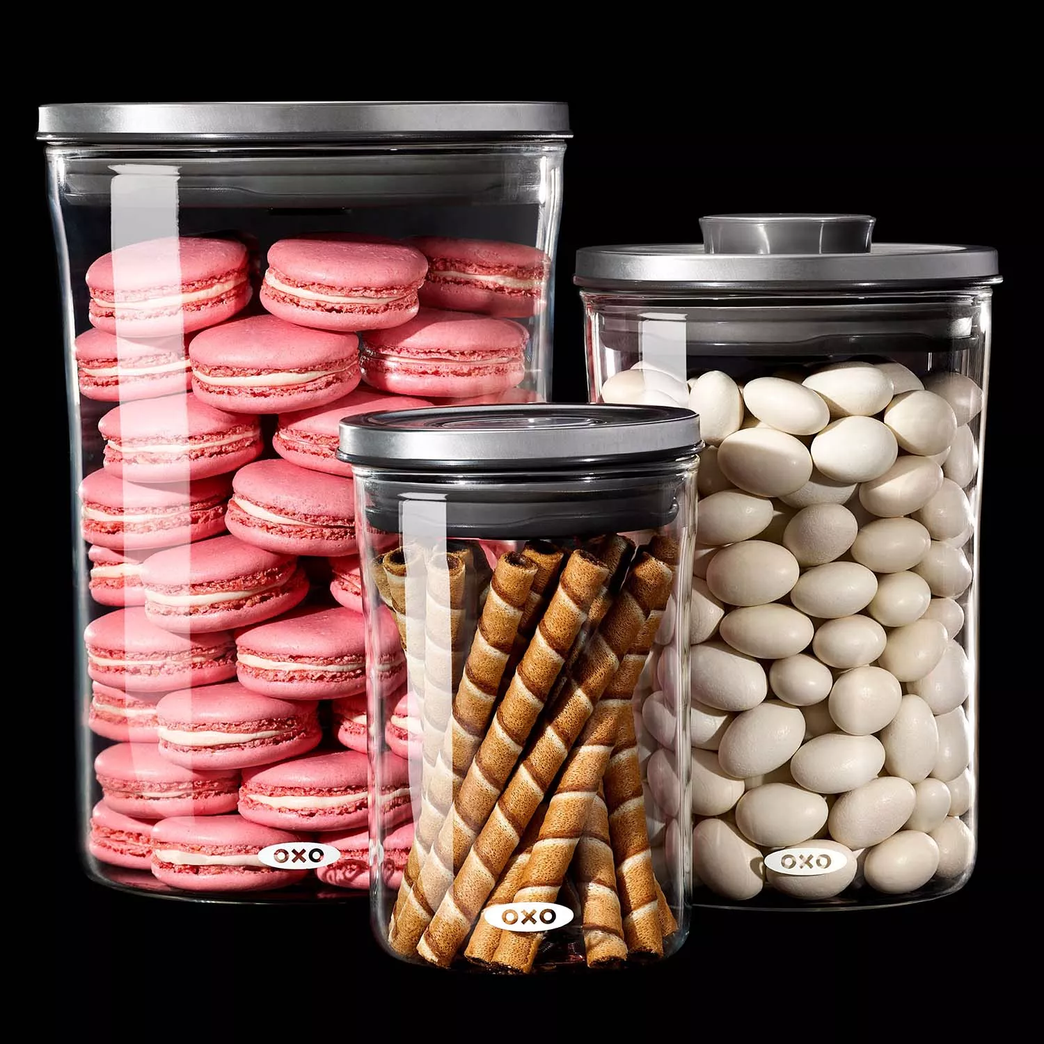 OXO Steel 3-Piece Glass POP Container Set