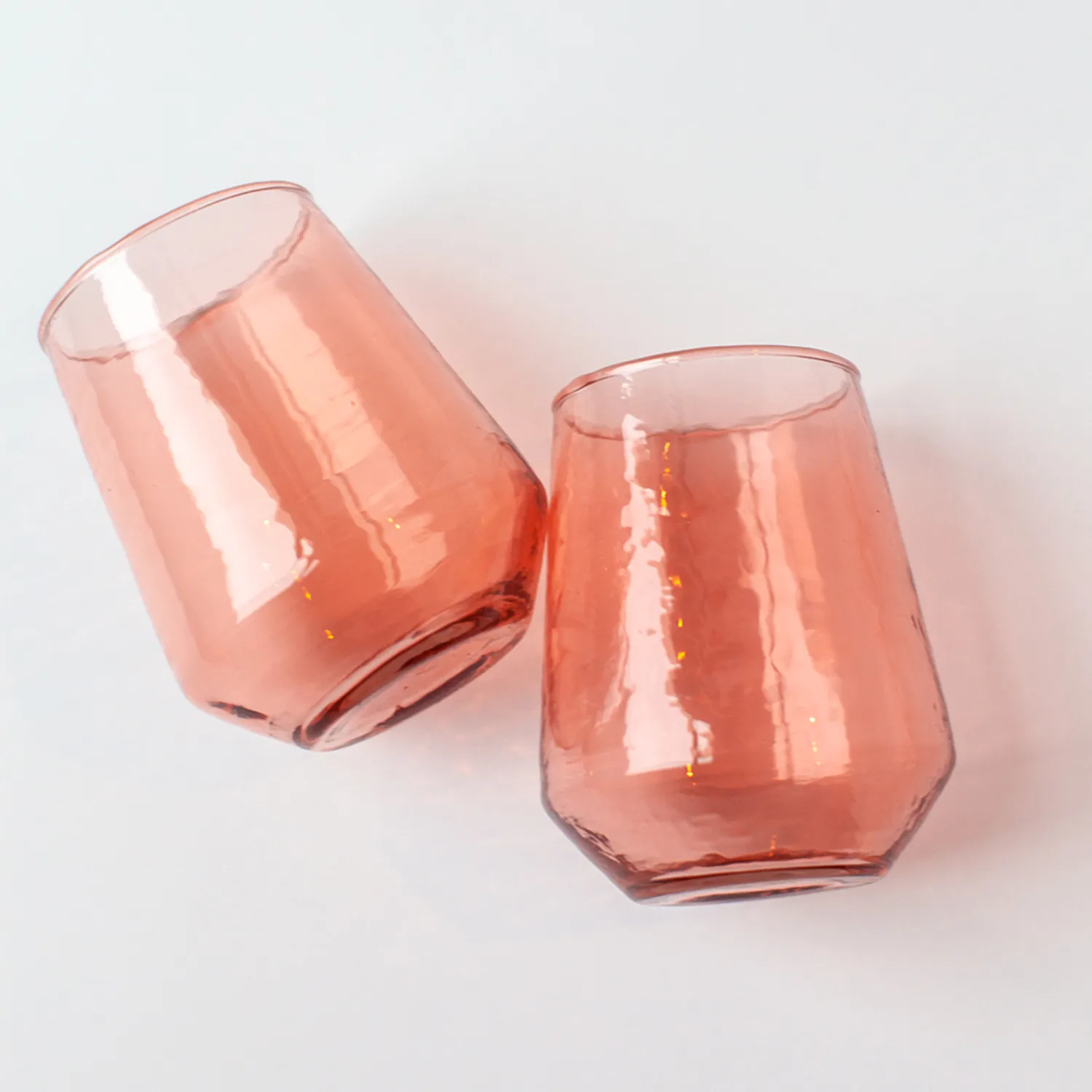 Powered by People Handblown Hammered Tumbler Glasses, Set of 4