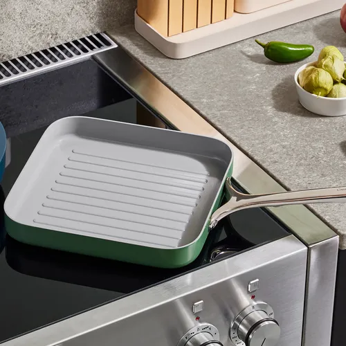 Caraway Ceramic Nonstick Square Grill Pan, 11"