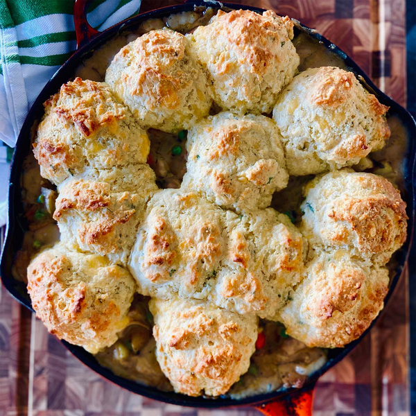 Leftover Turkey Pot Pies with Cheddar Biscuit Topping