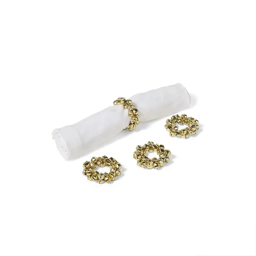 Sur La Table Snowy Village Jingle Bell Napkin Ring, Set of 4