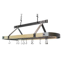 Enclume Signature Maple & Hammered Steel Oval Ceiling Pot Rack