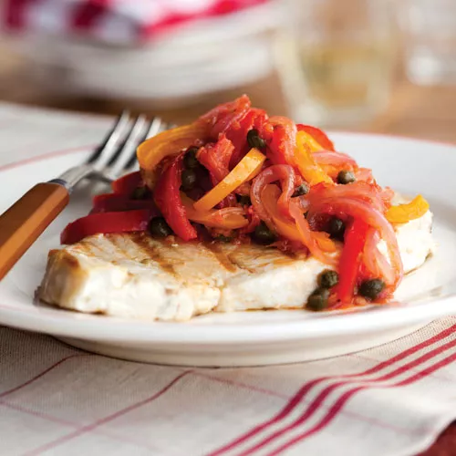 Grilled Swordfish with Peperonata