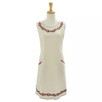 Sur La Table Red Embroidered Flowers Apron