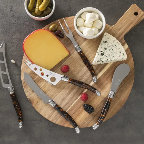 French Home 5-Piece Artisan Laguiole Cheese Knife Set with Tortoise Shell Handles