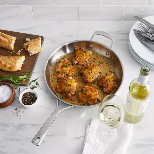 Seared Chicken with Sauvignon Blanc Crème Fraîche Pan Sauce and Tarragon