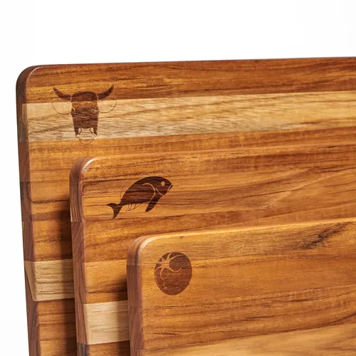 Teakhaus Set of 3 Cutting Boards with Stand