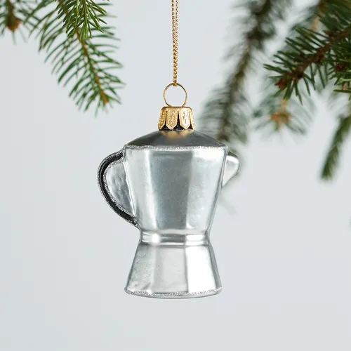 Sur La Table Stovetop Coffee Maker Glass Ornament, 2.76"