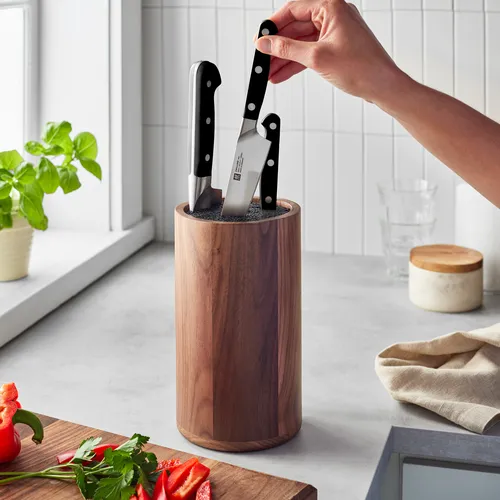 Sur La Table Round Walnut Knife Block