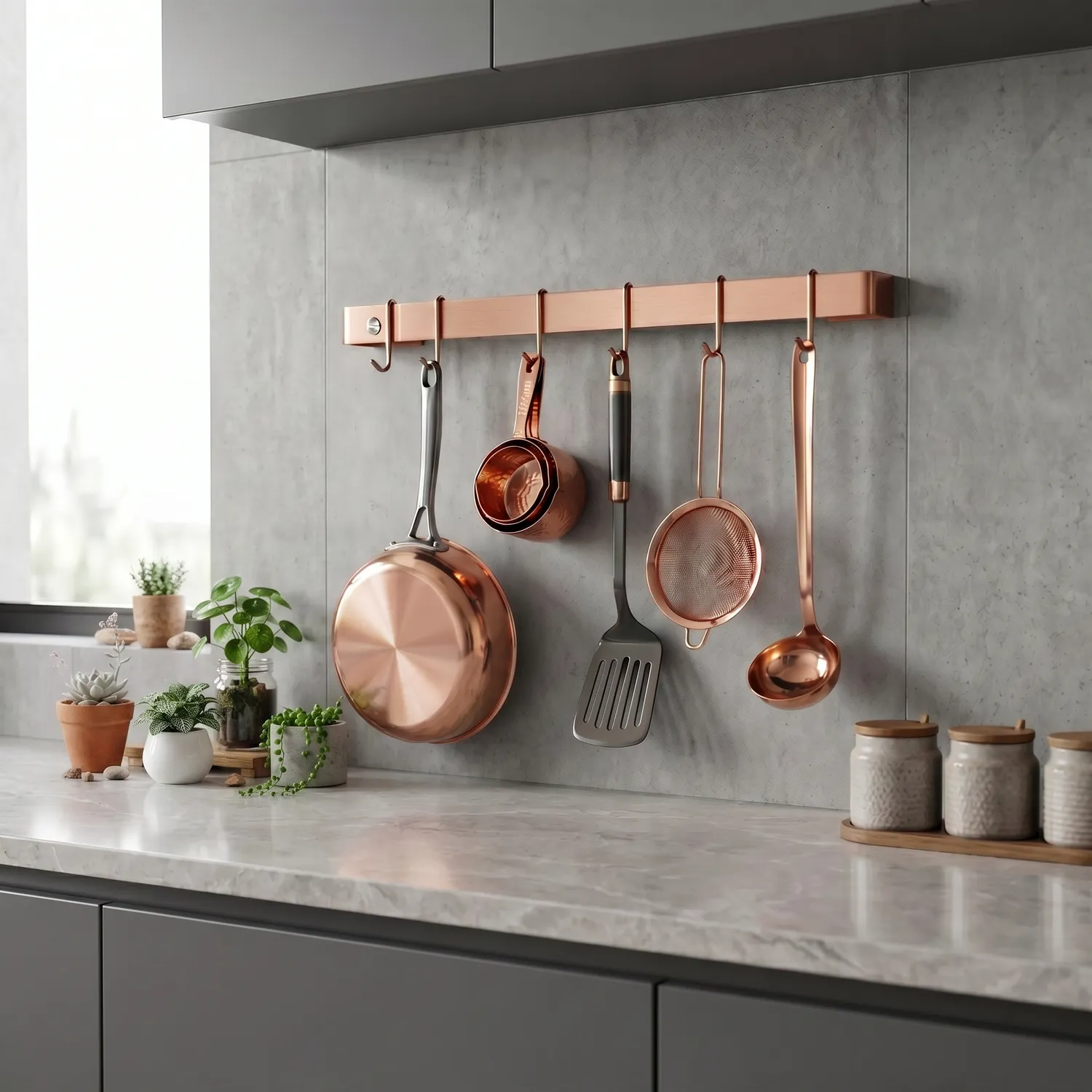Enclume Classic Brushed Copper Utensil Bar Wall Racks