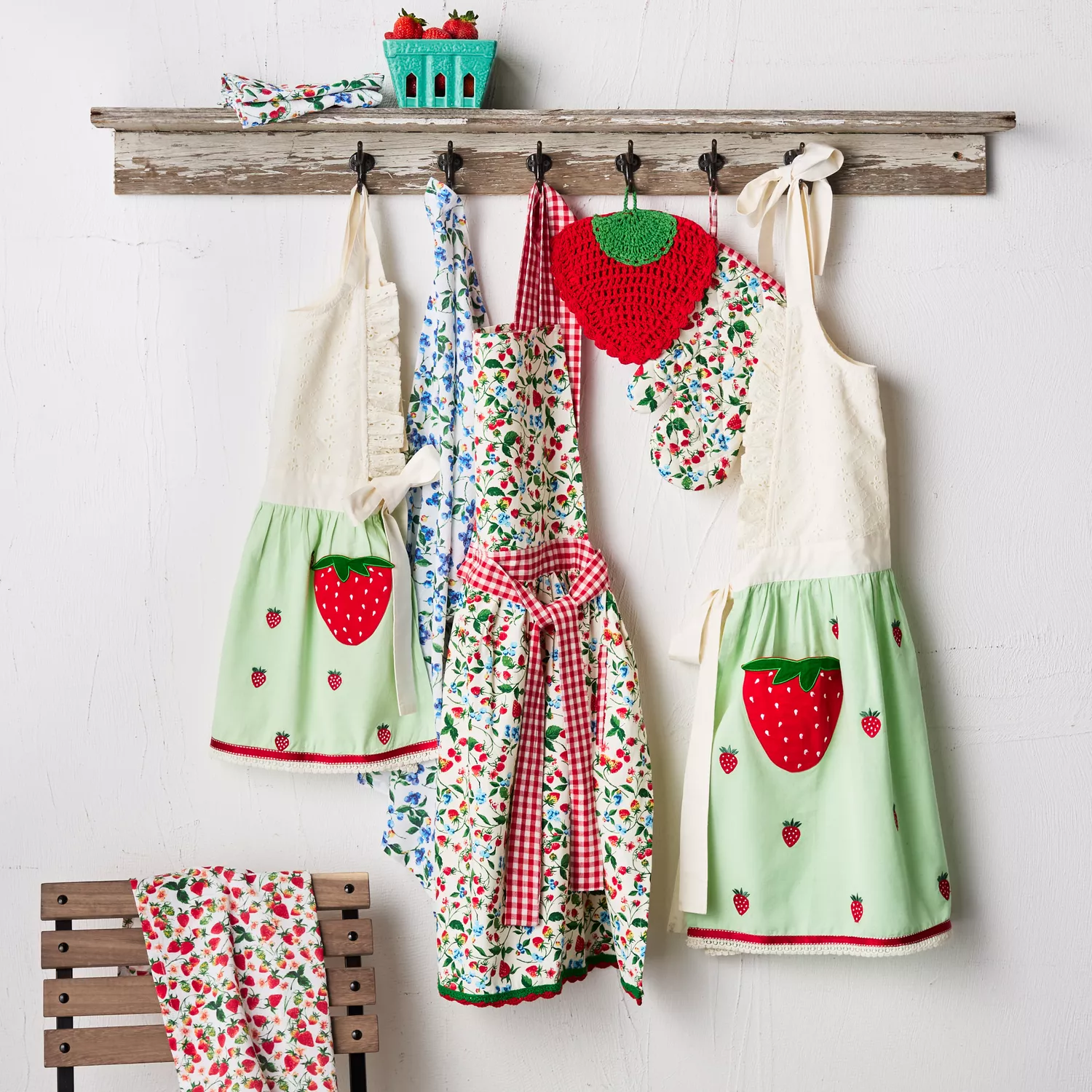 Sur La Table Wild Strawberry Flour Sack Towels, Set of 3