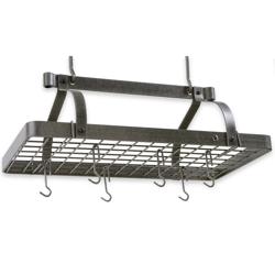 Enclume Grande Cuisine Hammered Steel Rectangle Ceiling Pot Rack