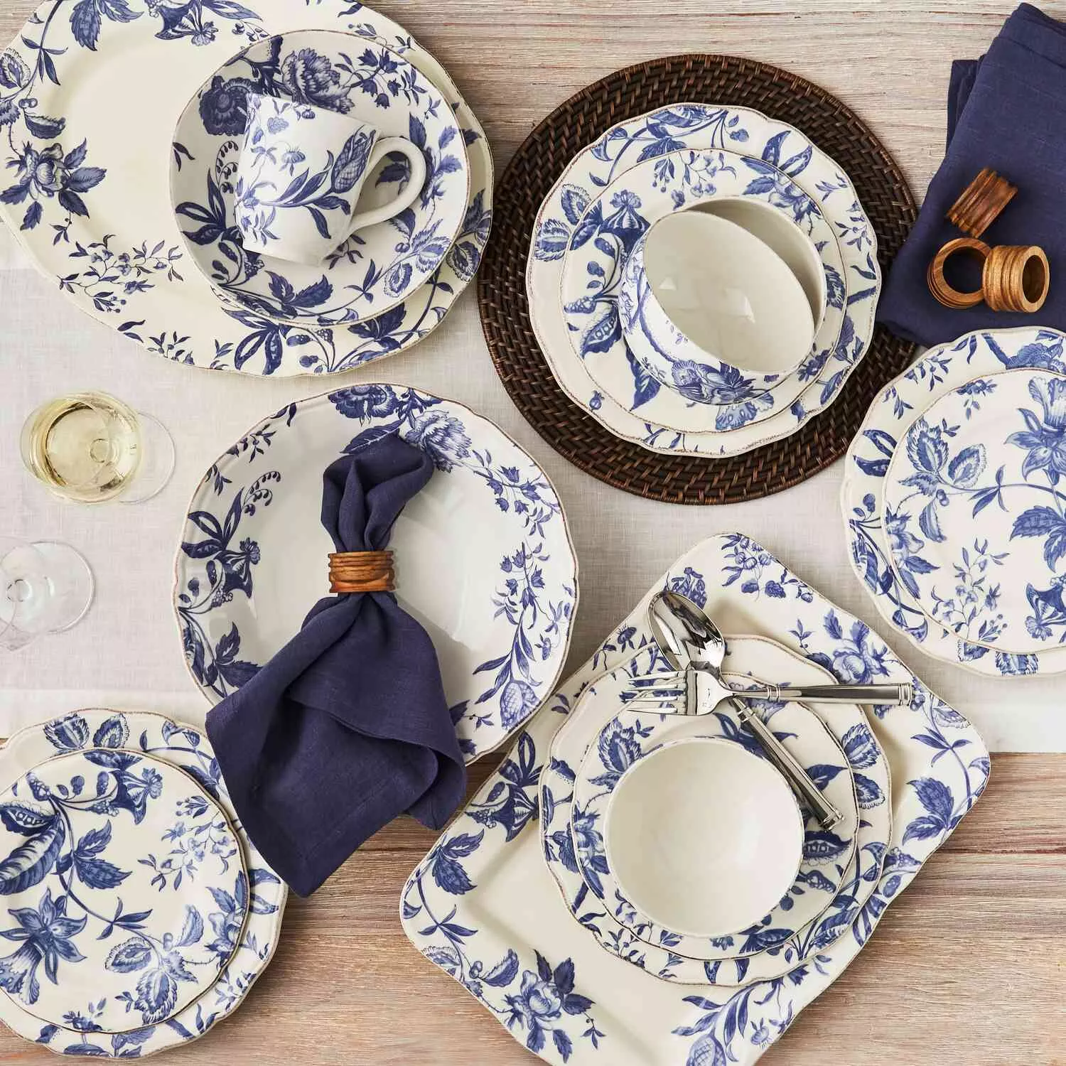 Sur La Table Italian Blue Floral Rectangle Serve Platter