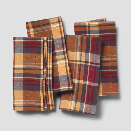 Sur La Table Thanksgiving Plaid Napkins, Set of 4