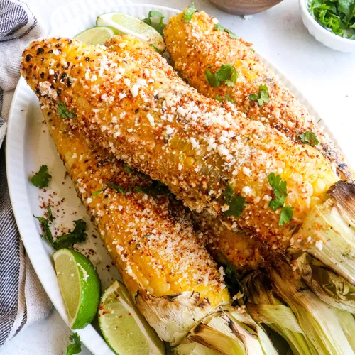 Elotes (mexican Street Corn with Chipotle Crema)