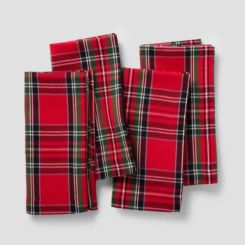 Sur la table Plaid Napkins, Set of 4