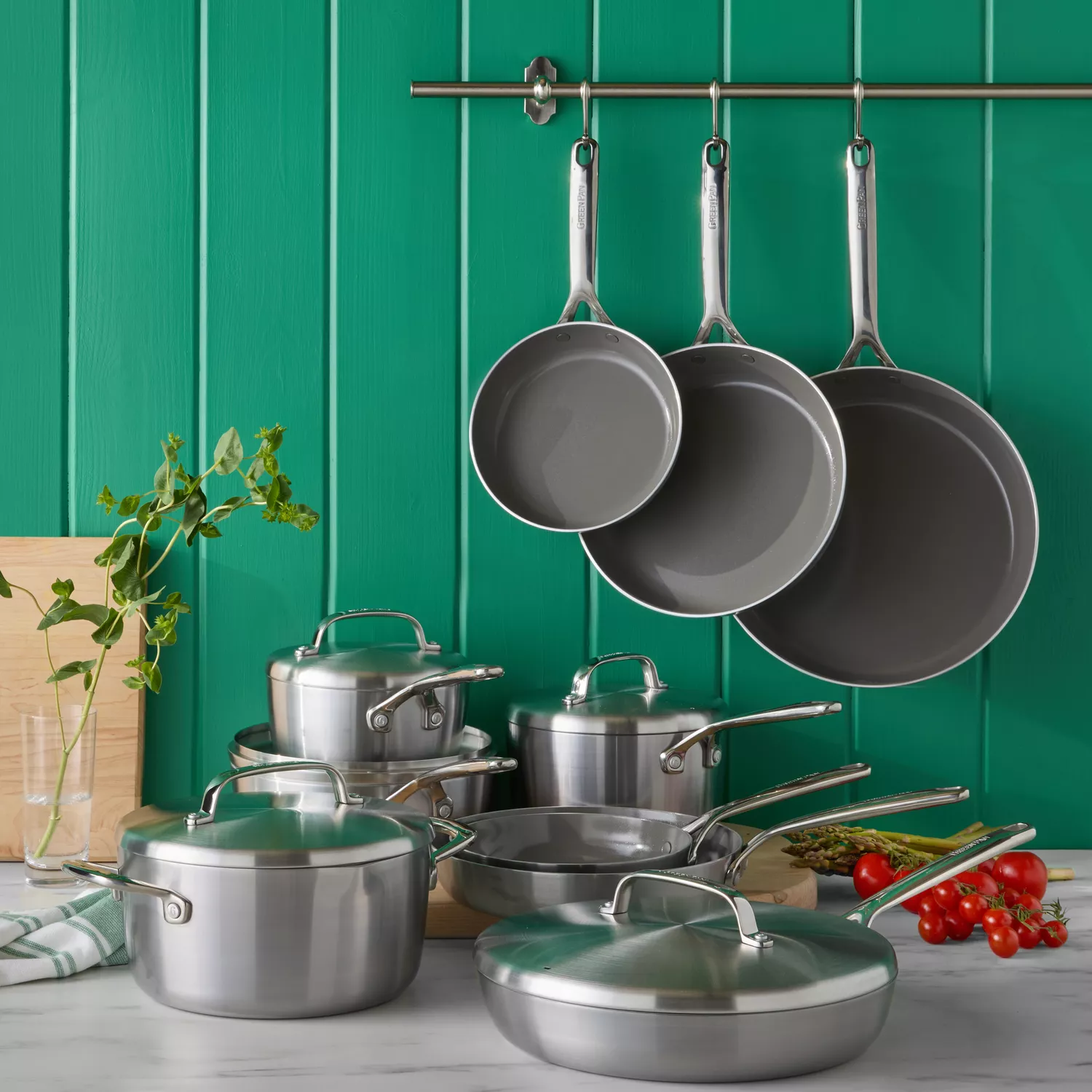 GreenPan GP5 Stainless Steel 10-Piece Cookware Set with Bonus Pan Protectors