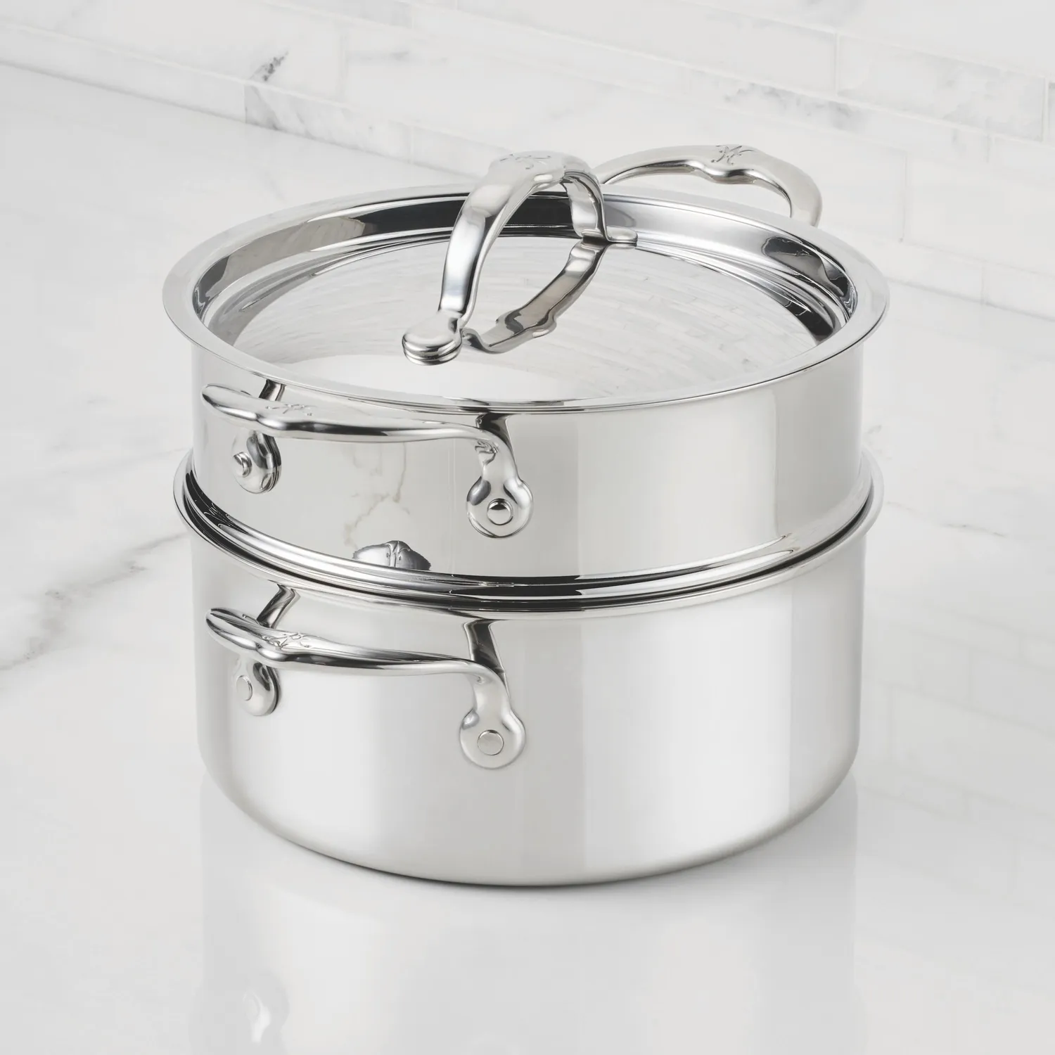 Hestan ProBond Luxe Stainless Steel Soup Pot with Steamer Insert, 3 qt.