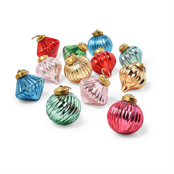 Sur La Table Holiday Wonder Mercury Glass Ornaments, Set of 12