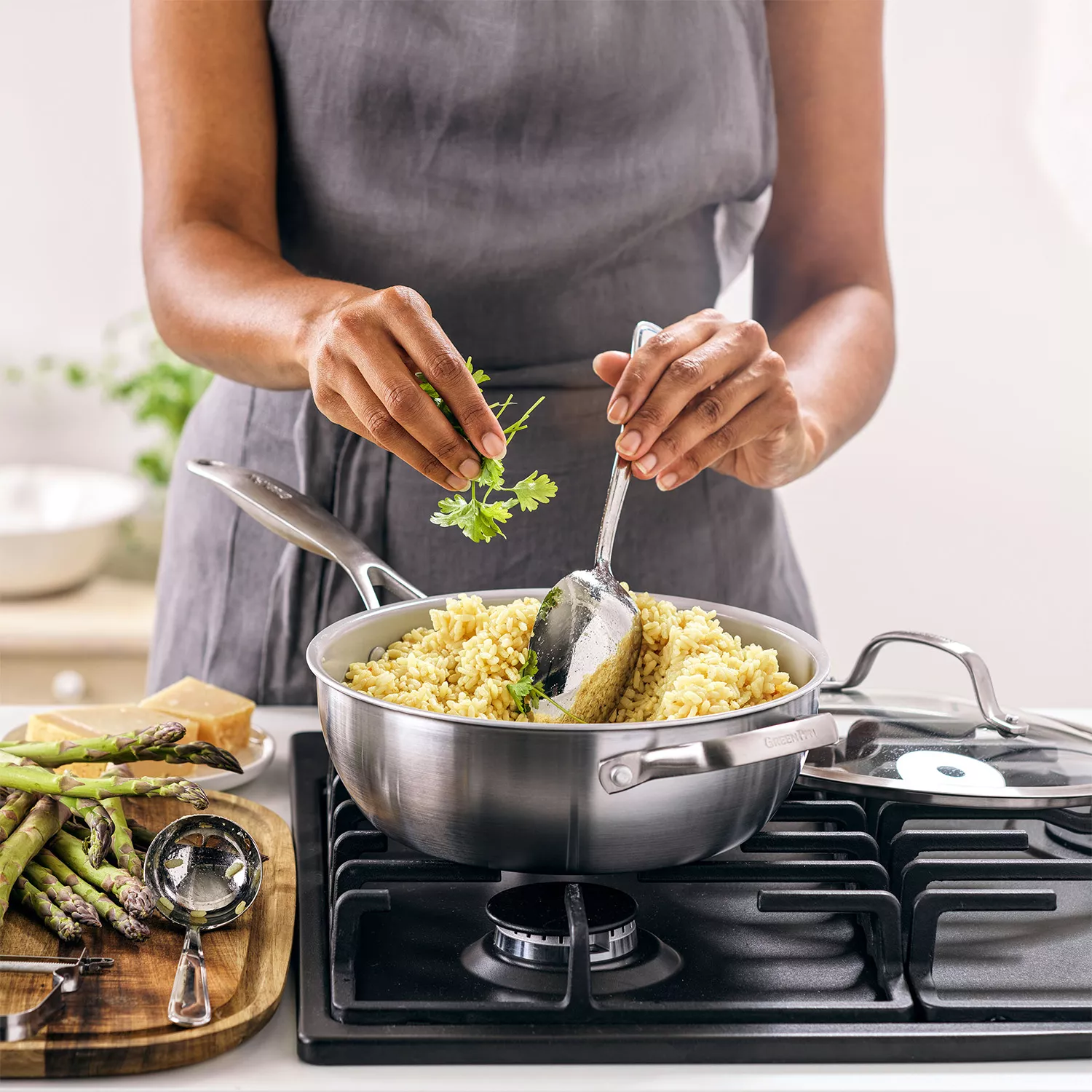 GreenPan Venice Pro Stainless Steel Ceramic Nonstick Chef's Pan with Lid, 3.5 Qt.
